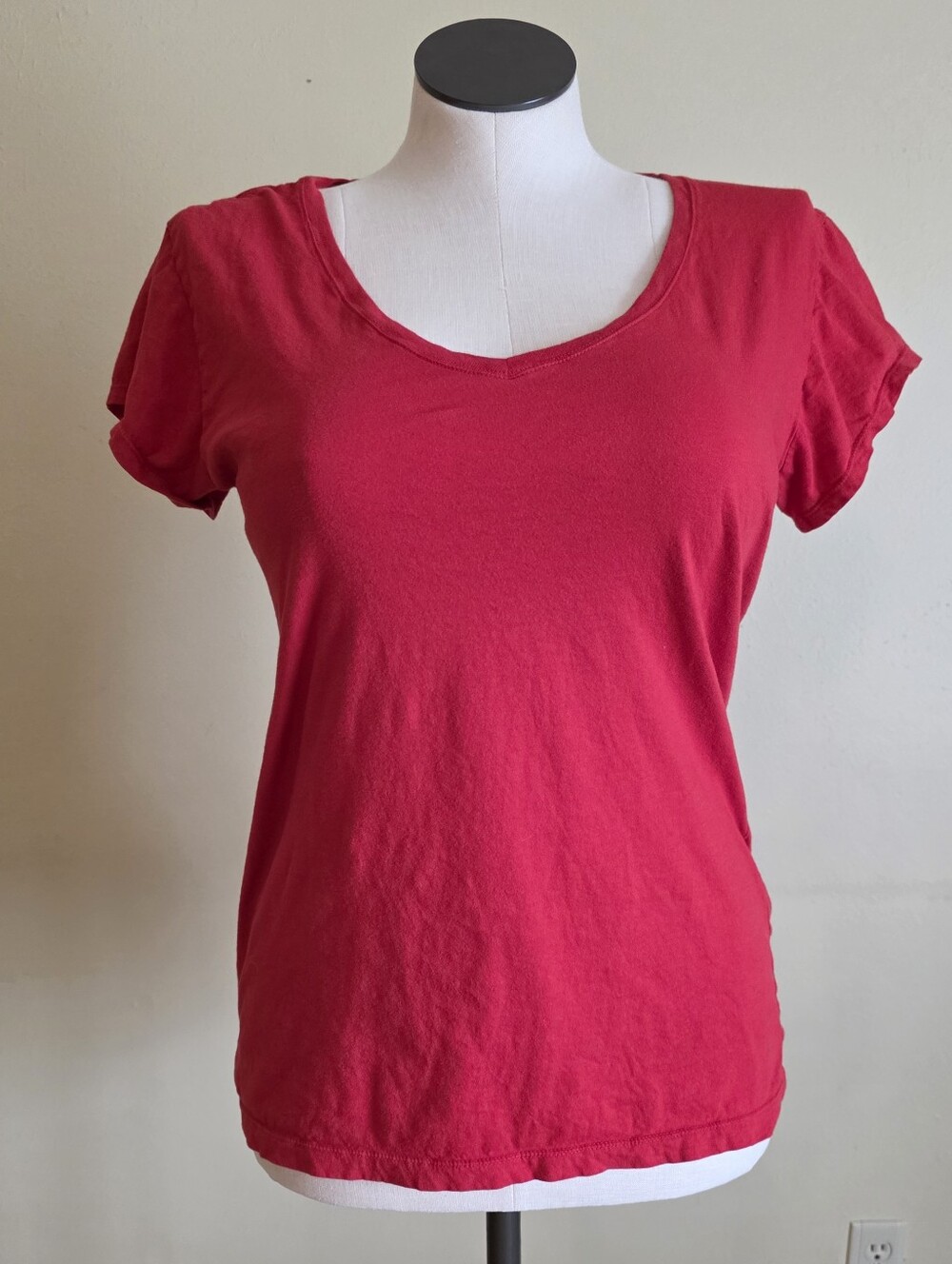 100% Cotton Short Sleeve Scoop Neck Red T-shirt Casual Basic No Boundaries